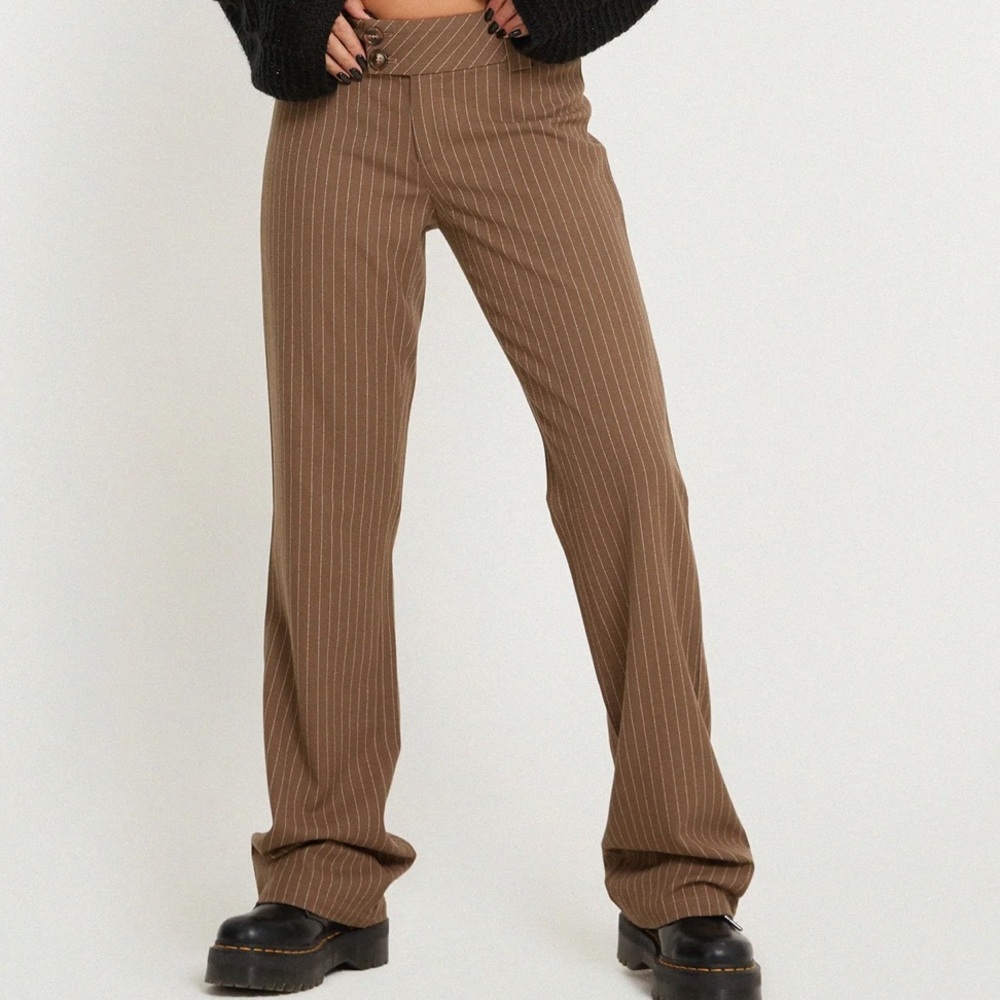 low rise pin striped trousers princess polly / motel 🤎🤍